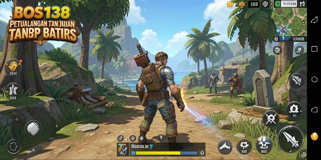 Tampilan gameplay <strong>BOS138</strong> menunjukkan eksplorasi dunia terbuka yang luas.