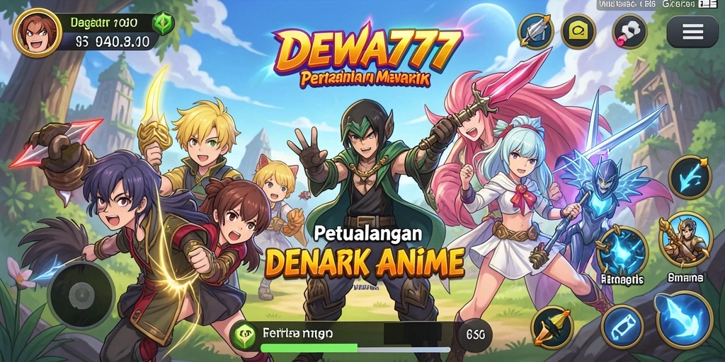 Tampilan gameplay seru dalam DEWA777 dengan karakter anime favorit.